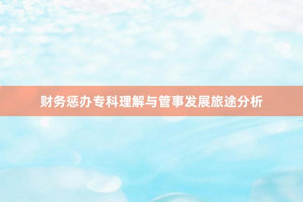 财务惩办专科理解与管事发展旅途分析