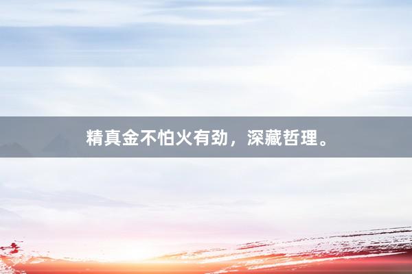 精真金不怕火有劲，深藏哲理。
